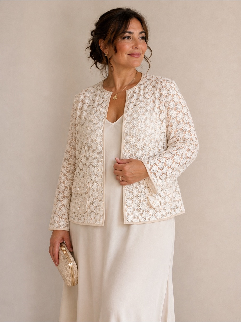 Talbots Daisy Eyelet Lace Open Front Jacket Size 16